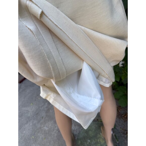 1960s Clarissa Modelle Virgin Wool Knit Shift Dress Mod Ivory Pink Chevron Sz 46 - Picture 10 of 15